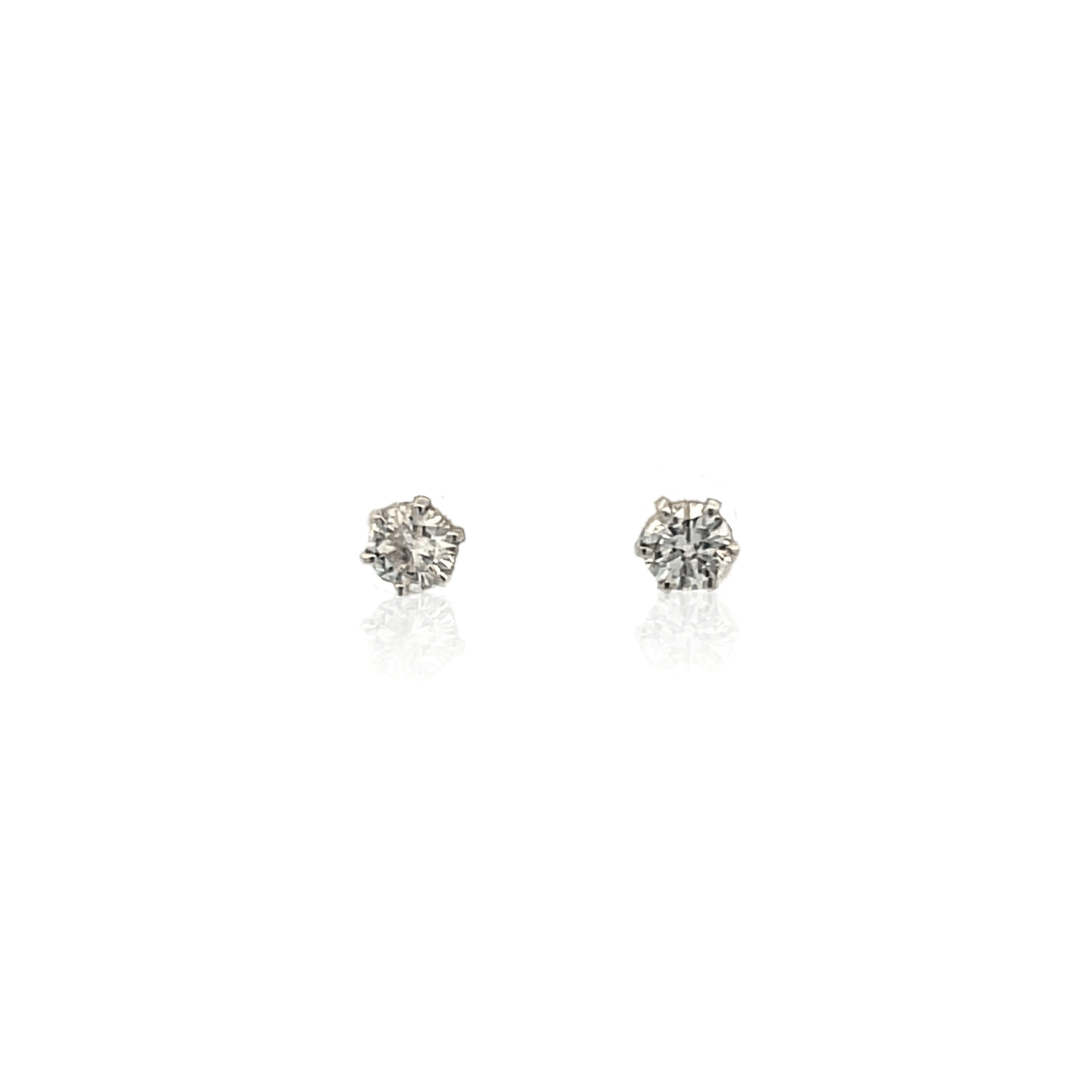 Estate 14K White Gold 0.34ctw Diamond Solitaire Stud Earrings