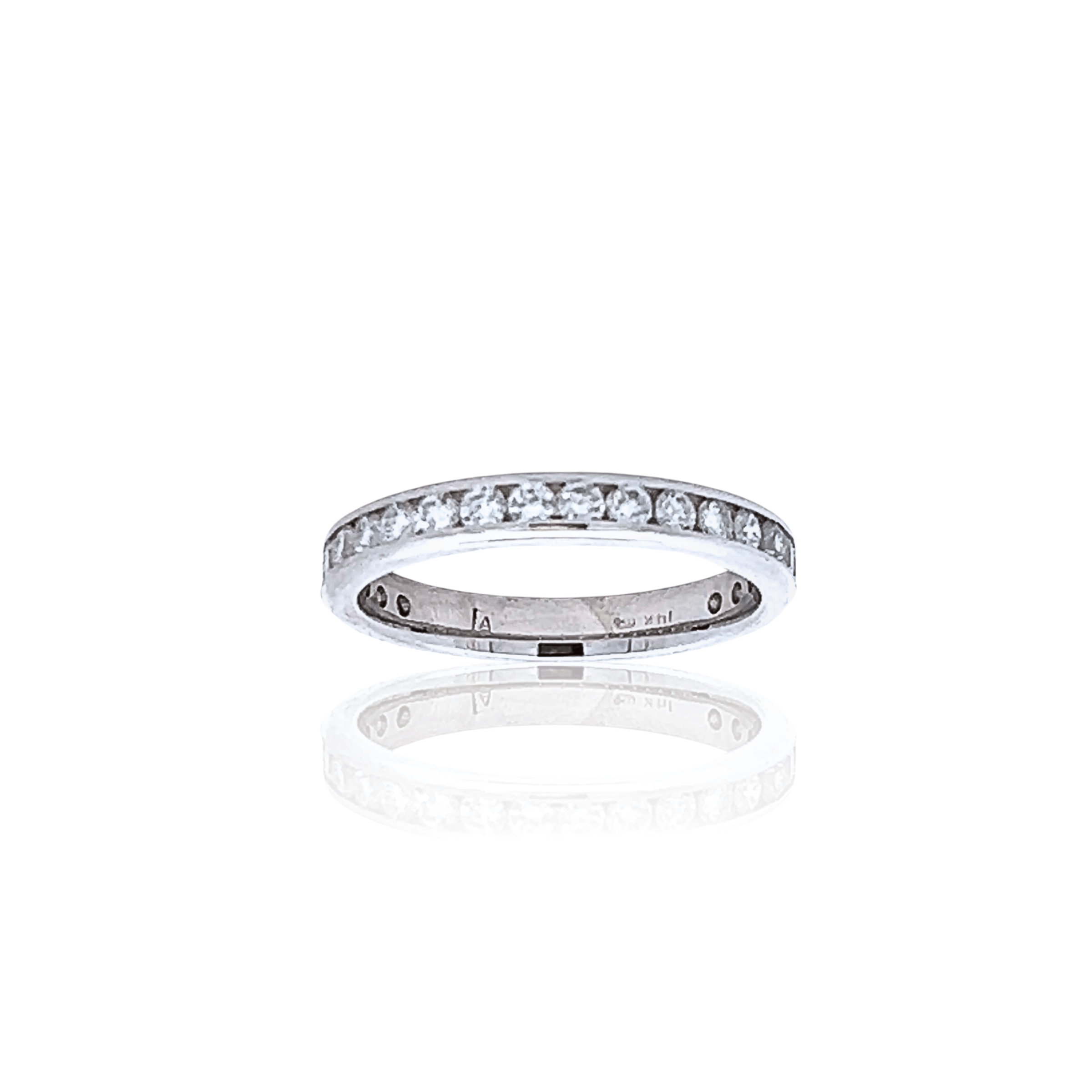 Estate 14K White Gold 0.69ctw Diamond Channel Wedding Band