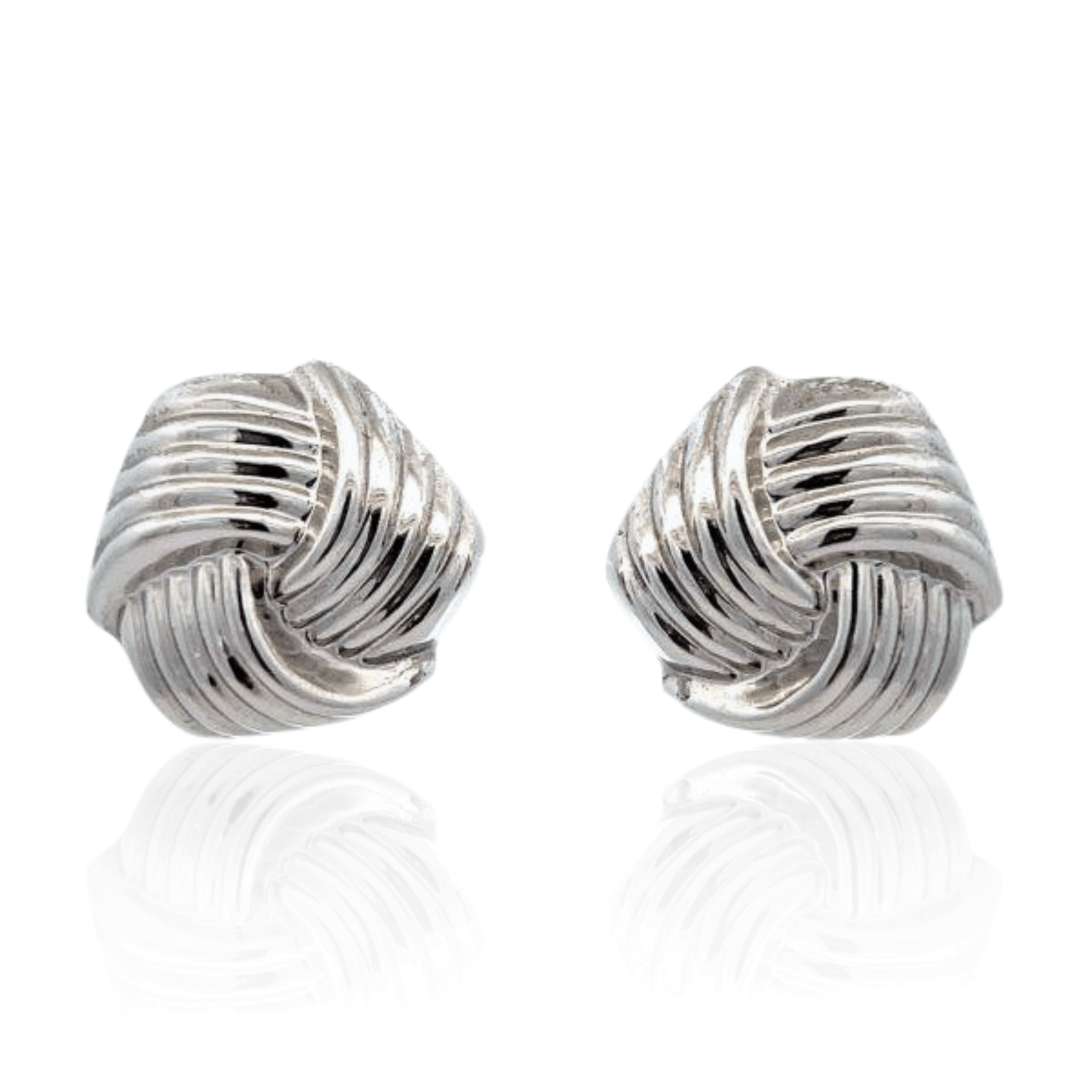 Estate 14K White Gold Hollow Knot Stud Earrings