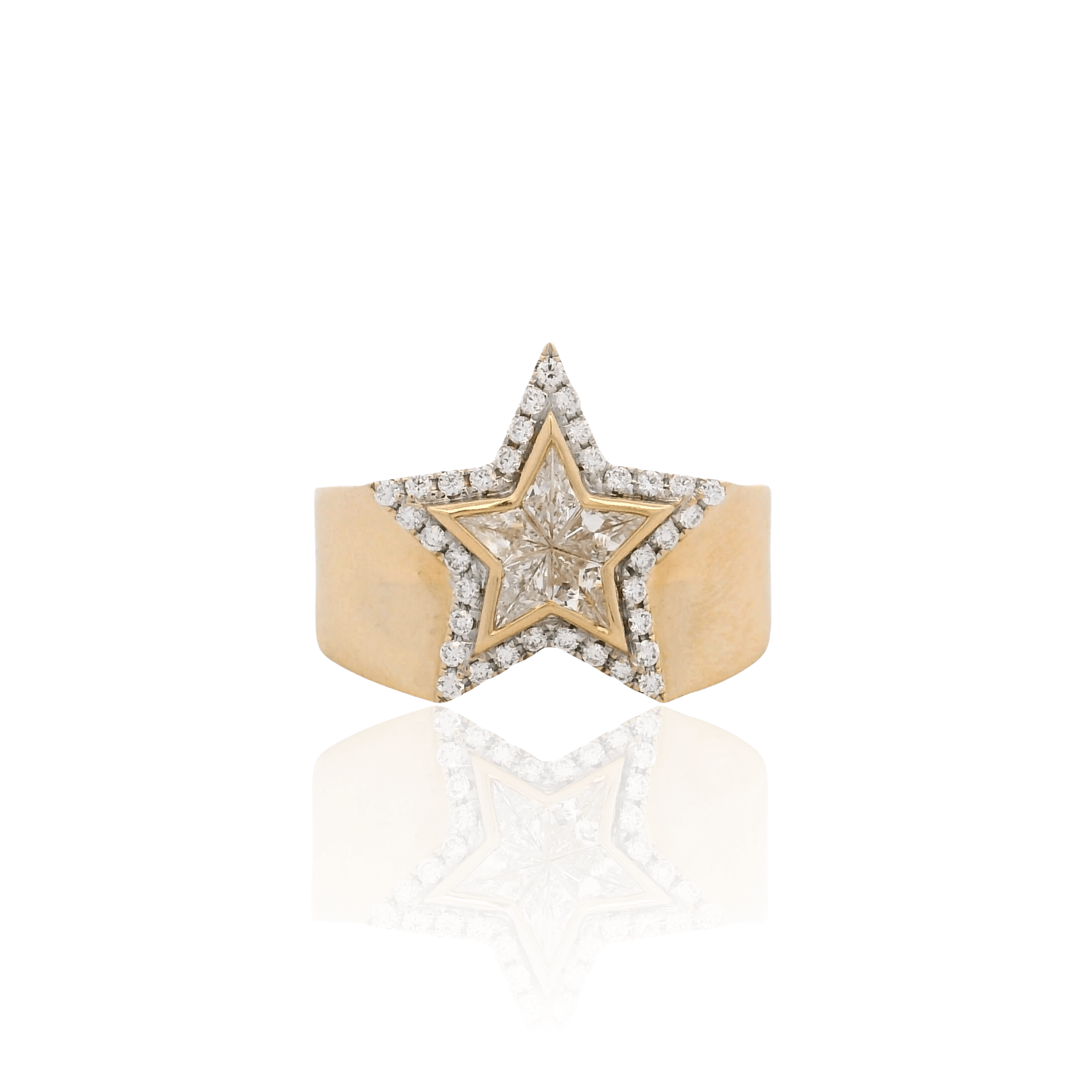 Estate 18k Yellow Gold 1.08ctw Diamond Star Ring