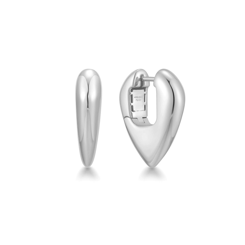 Sterling Silver Pointed Huggie Hoop Earrings by Ania Haie