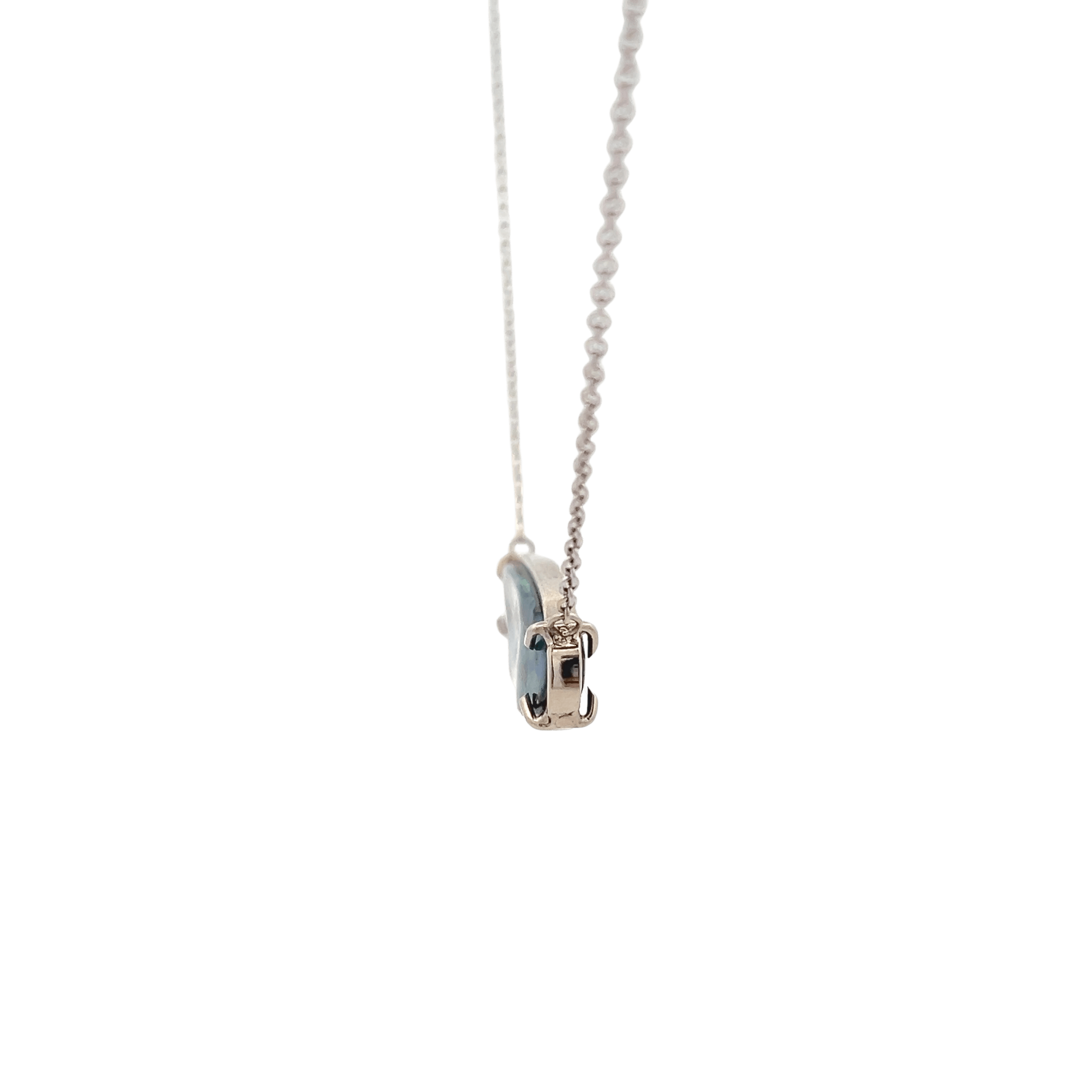 Estate 14K White Gold East-West Oval Boulder Opal Necklace