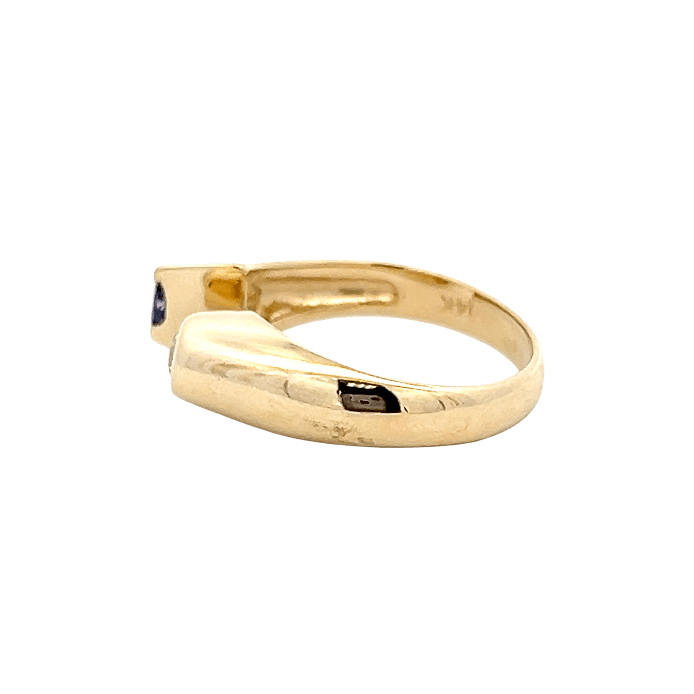 Estate 14K Yellow Tanzanite & Diamond Open Ring