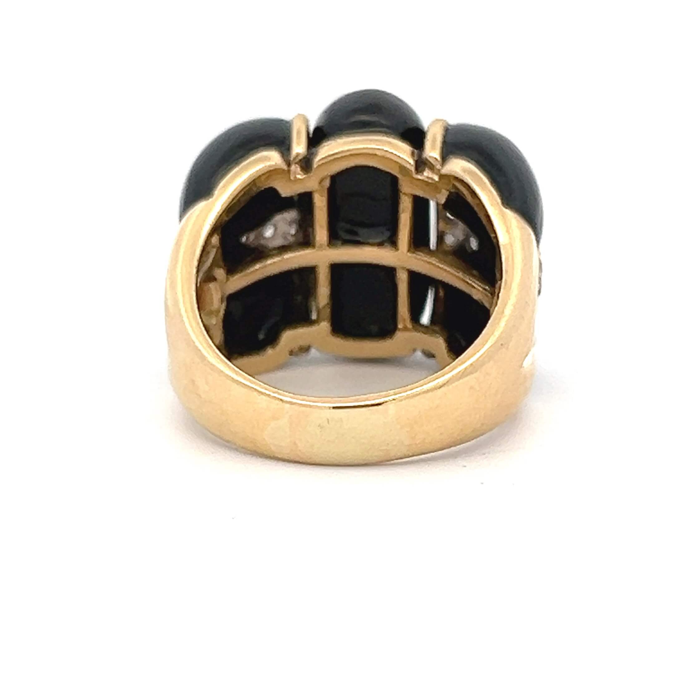 Estate 18K Yellow Gold Black Onyx & Diamond Ring – AS IS - Image 4
