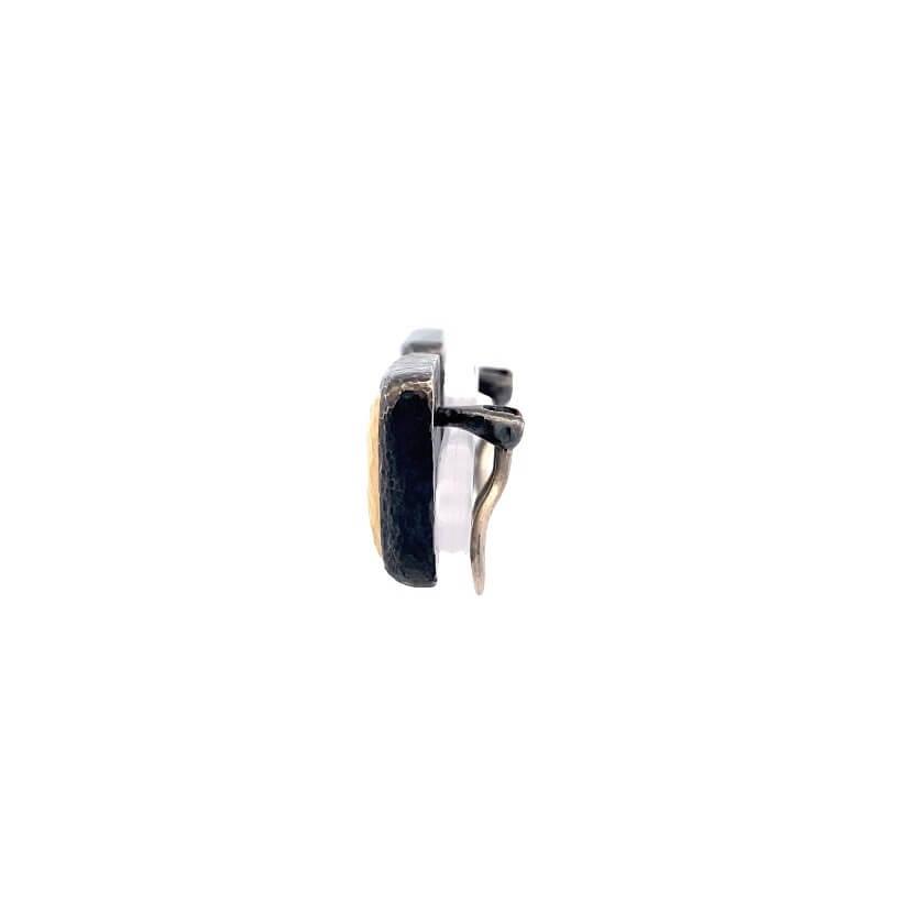 Estate Sterling Silver & 24K Gold Square Clip On Earrings