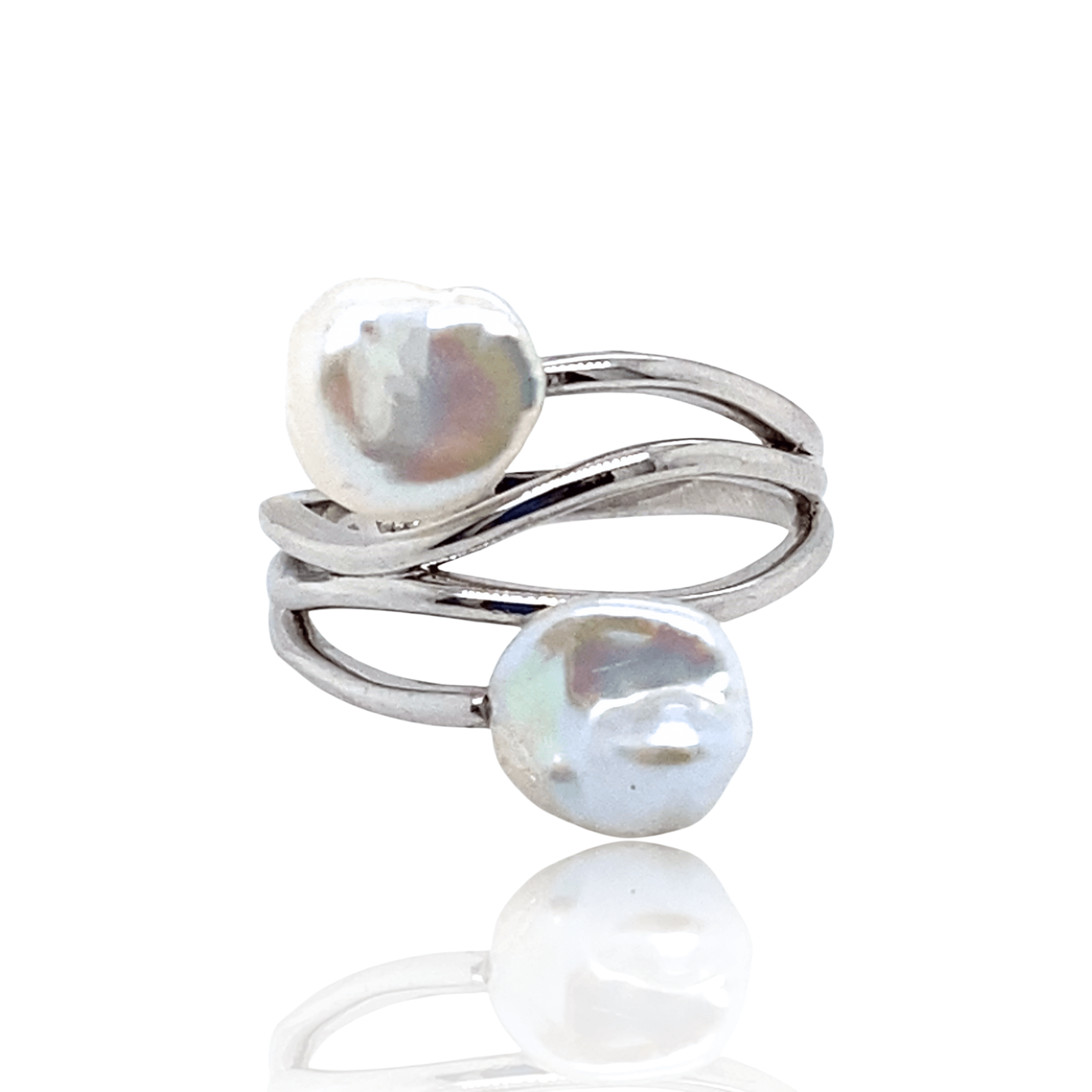 Estate Sterling Silver 8.5MM Freshwater Potato Pearl Free Form Ring