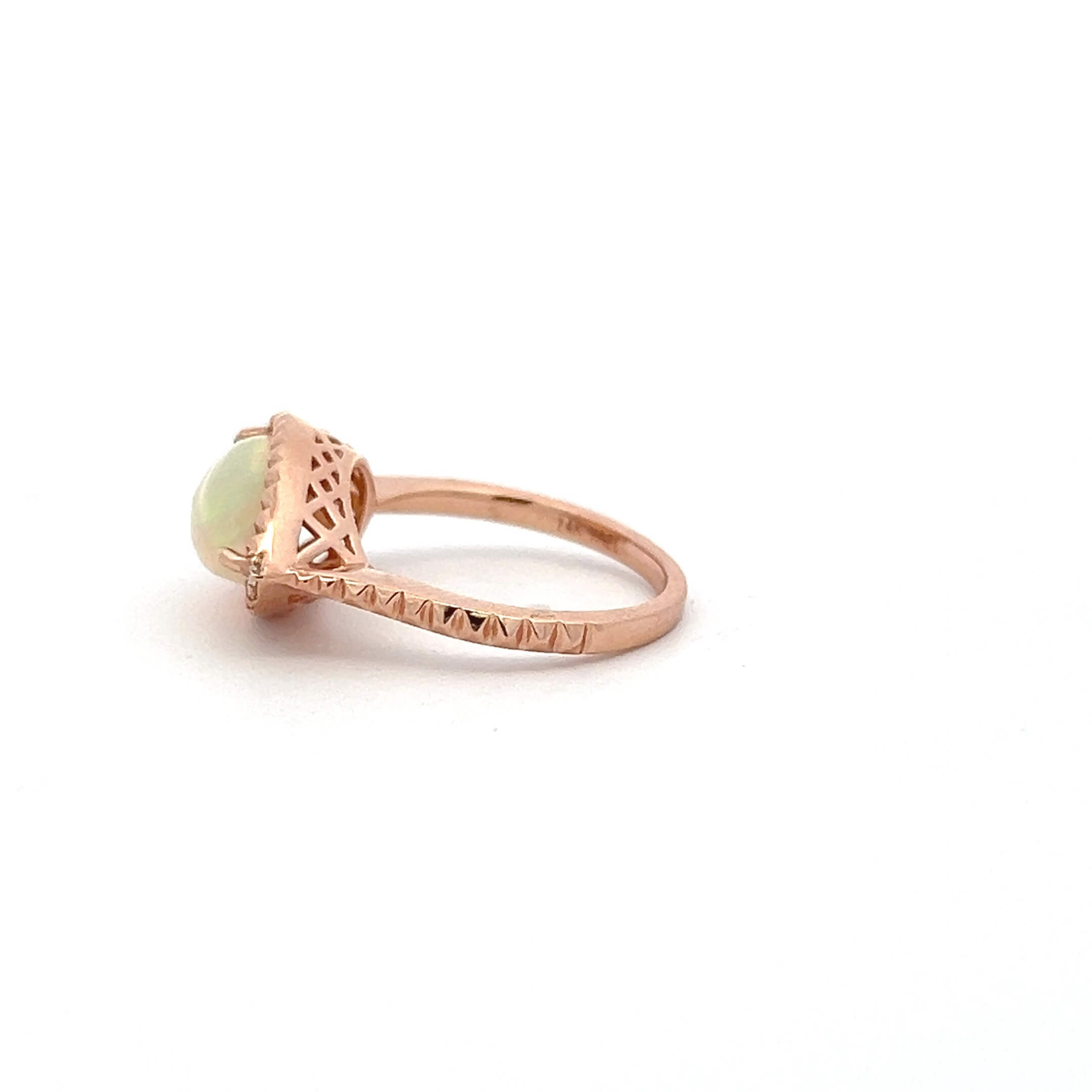 14K Rose Gold 2.20CTW Pear-Shaped Opal & Diamond Ring