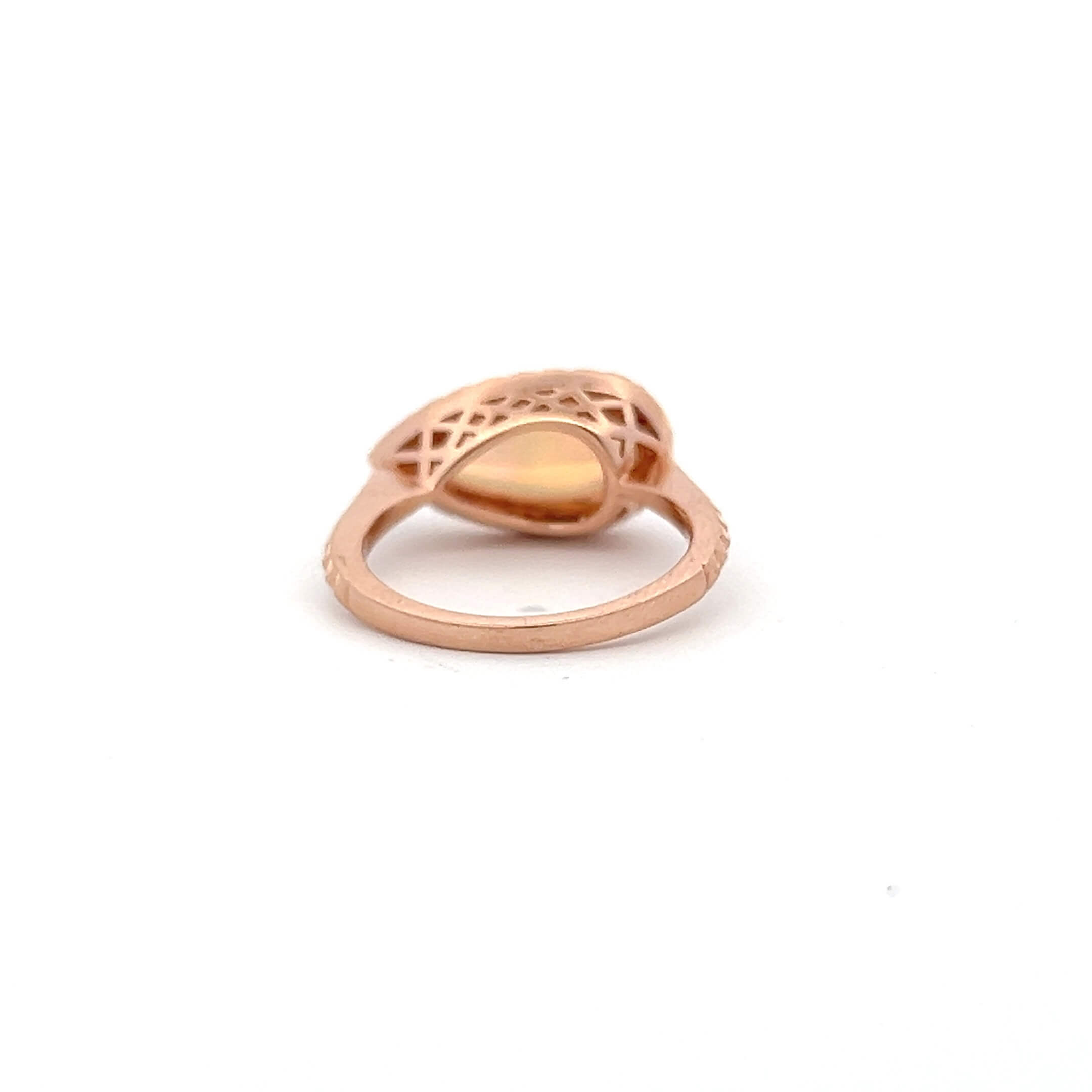 14K Rose Gold 2.20CTW Pear-Shaped Opal & Diamond Ring