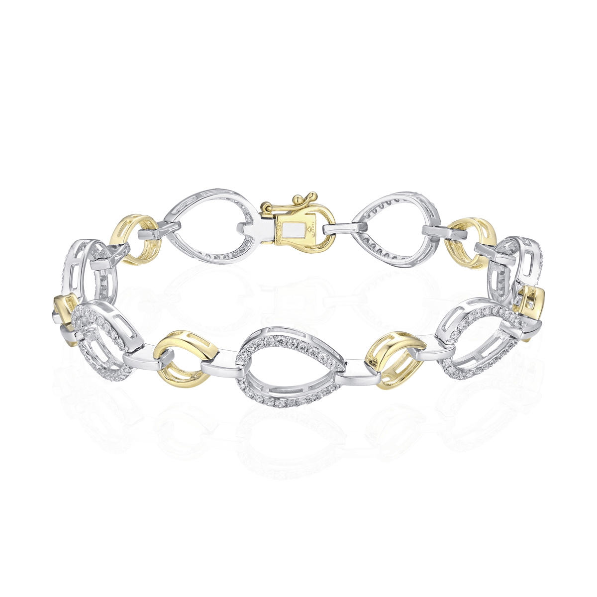 14K Two-Tone Gold 1.23CTW Diamond Open Link Bracelet
