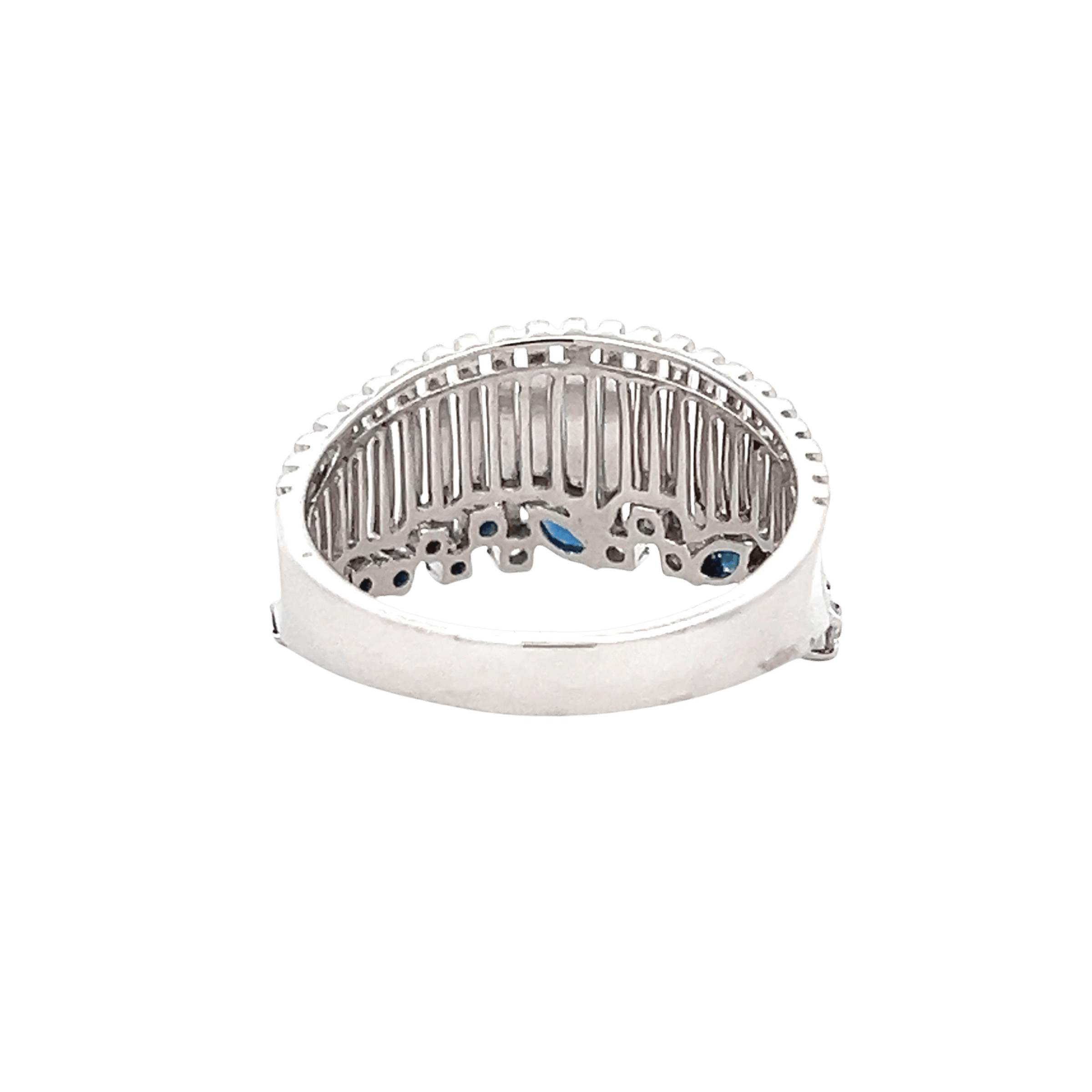 14K White Gold 0.39CTW Blue Sapphire & Diamond Modern Fashion Ring