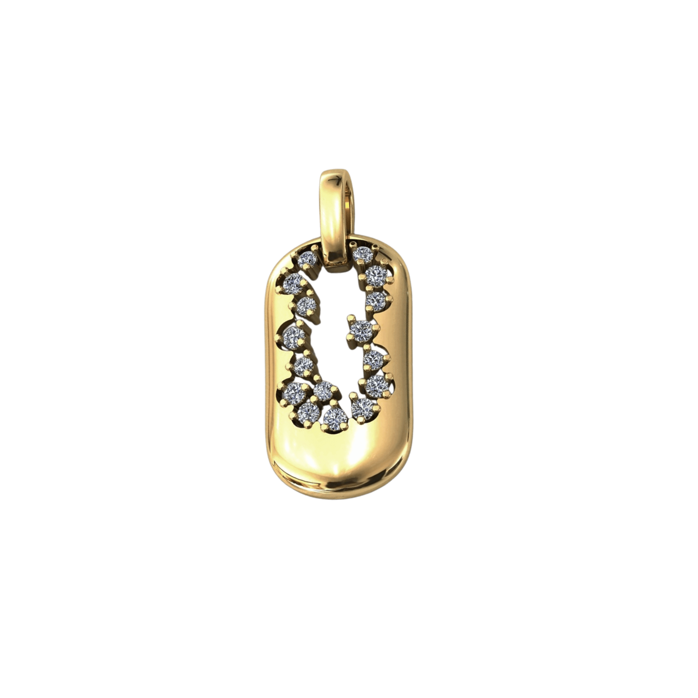 14K Yellow Gold 0.20CTW Diamond Open Dog Tag Pendant
