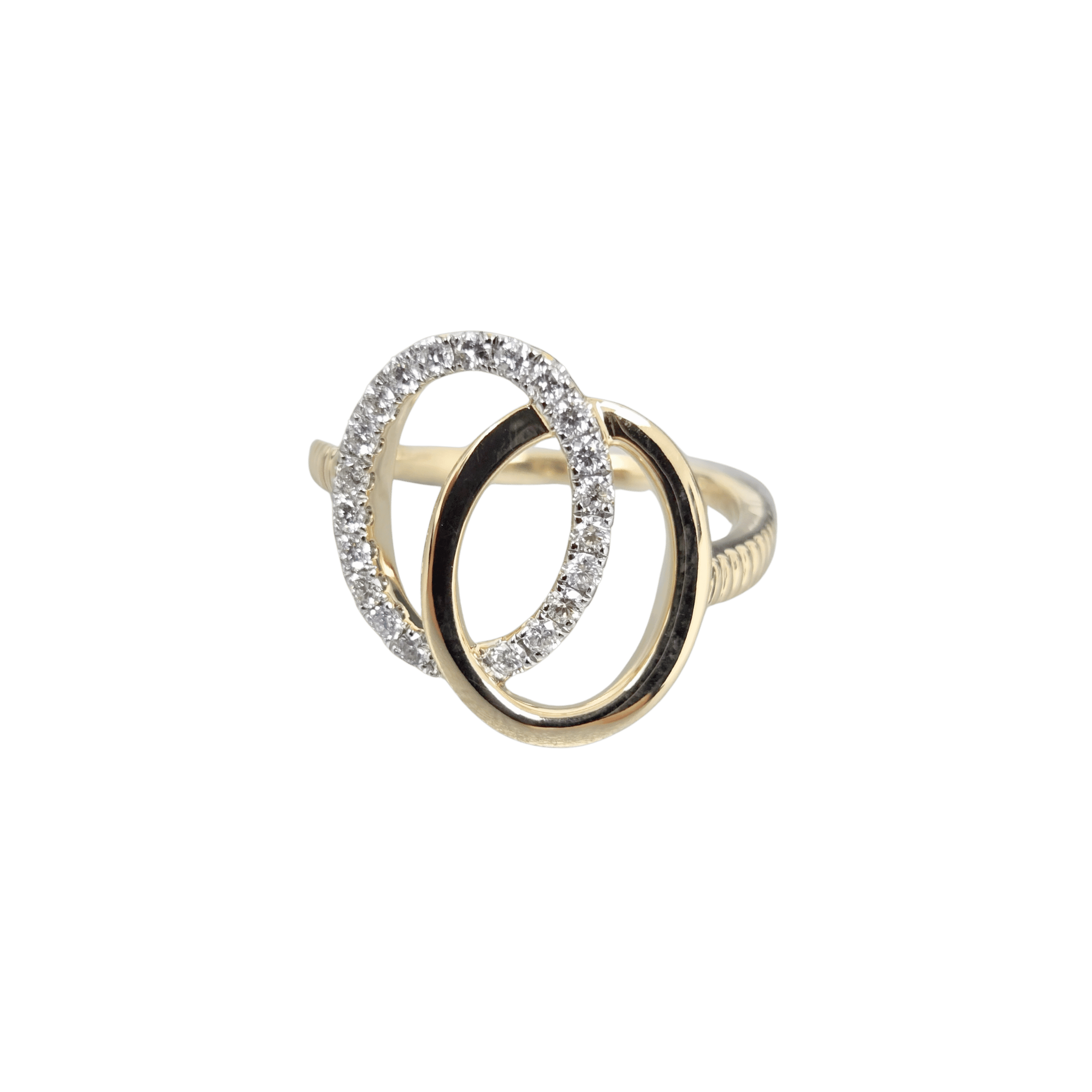 14K Yellow Gold 0.28CTW Diamond Double Oval Ring