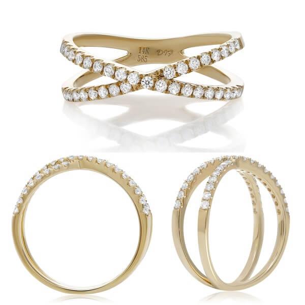 14K Yellow Gold 0.32CTW Crossover Diamond Band