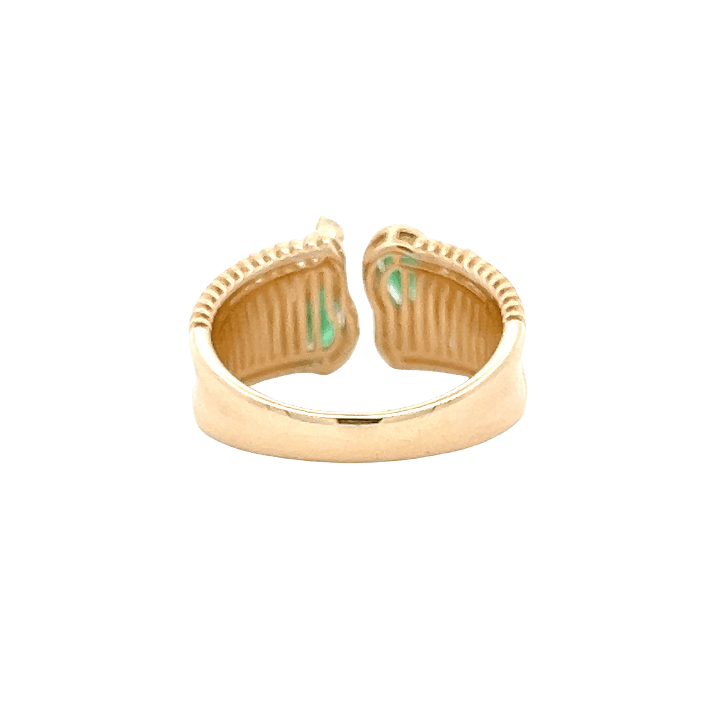 14K Yellow Gold 0.67CTW Emerald & Diamond Open Ring